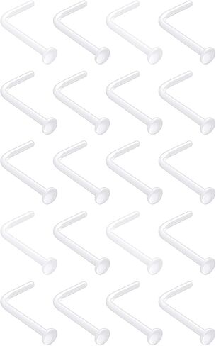 حلقات أنف شفافة على شكل حرف L من بيلاتي بيوفليكس - مسامير تثبيت بلاستيكية مسطحة للعمل والمدرسة (اختر المقياس - الكمية) in Kuwait