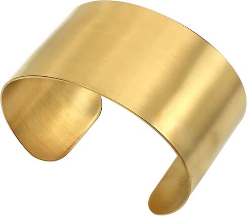 COUYA Silver Wide Grooved Cuff Bangle for Women Lady Stainless Steel Shiny Punk Bracelet in Saudi Arabia