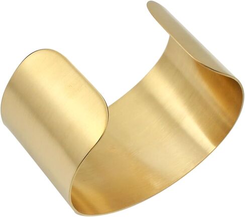 COUYA Silver Wide Grooved Cuff Bangle for Women Lady Stainless Steel Shiny Punk Bracelet in Saudi Arabia