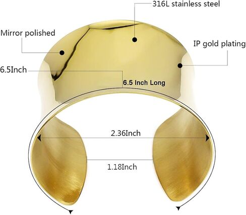 COUYA Silver Wide Grooved Cuff Bangle for Women Lady Stainless Steel Shiny Punk Bracelet in Kuwait