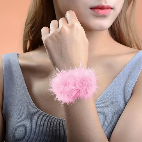 أساور معصم من الريش من مورتشيوس، أساور معصم من الريش الناعم، أساور دائرية لصفعة المعصم للنساء والفتيات وإكسسوارات حفلات الهالوين in Kuwait