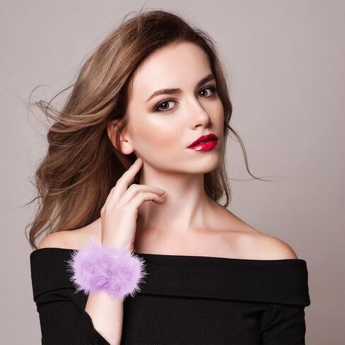 أساور معصم من الريش من مورتشيوس، أساور معصم من الريش الناعم، أساور دائرية لصفعة المعصم للنساء والفتيات وإكسسوارات حفلات الهالوين in Kuwait