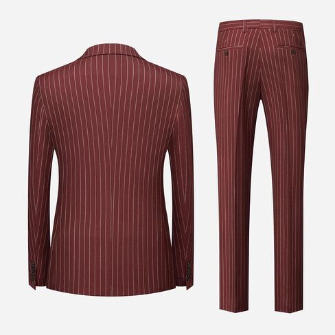 MOGU Mens Double Breasted Pinstripe Suit 2 Piece Slim Fit Tuxedo Formal Jacket and Pants for Business Wedding Prom in Saudi Arabia