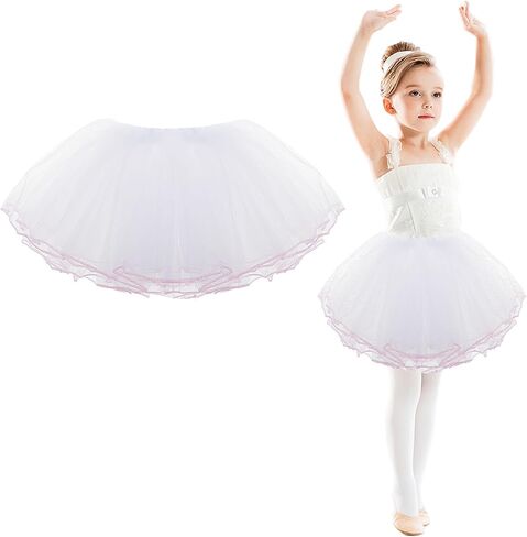 WLLHYF Girls Tutu Skirt，4 Layers Tulle Tutu Skirts Elastic Fluffy Ballet Dance Skirts for Toddler Kid Children Xmas Party in Saudi Arabia