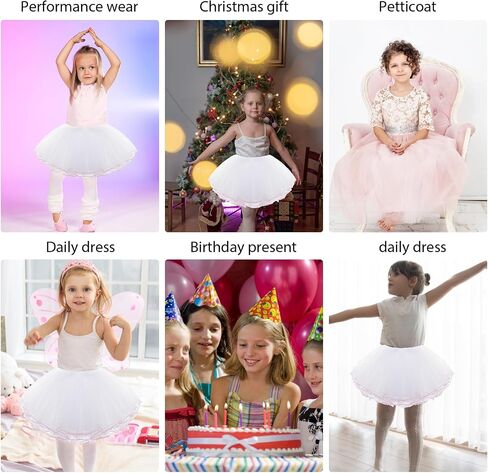 WLLHYF Girls Tutu Skirt，4 Layers Tulle Tutu Skirts Elastic Fluffy Ballet Dance Skirts for Toddler Kid Children Xmas Party in Saudi Arabia