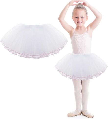 WLLHYF Girls Tutu Skirt，4 Layers Tulle Tutu Skirts Elastic Fluffy Ballet Dance Skirts for Toddler Kid Children Xmas Party in Saudi Arabia