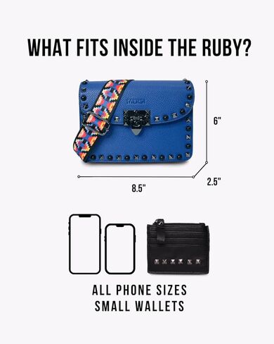 محفظة MERSI Ruby Crossbody - محفظة جلدية نباتية رائعة مع تفاصيل مرصعة مذهلة - تتضمن حزامين للكتف in Kuwait