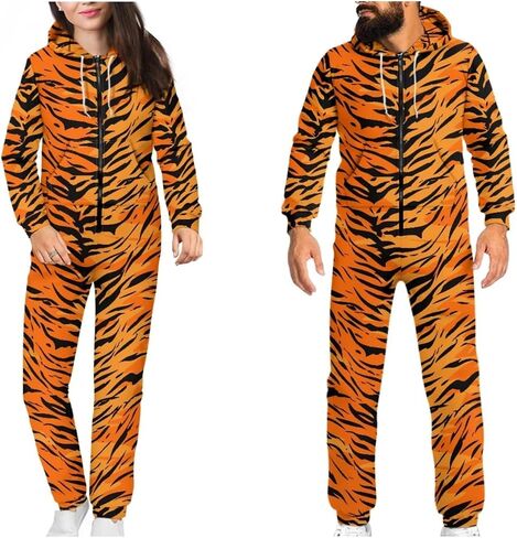 NRBEAWD Unisex Novelty Printed One-piece Pajamas Women Men Hooded Jumpsuits Adult Nightwear Romper S-4XL in Saudi Arabia