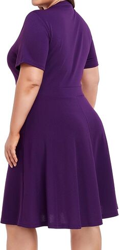 Mokayee Womens Plus Size Dresses Summer V Neck Casual Semi Formal Knee Length Church Wedding Guest Dresses with Pocktes in Saudi Arabia