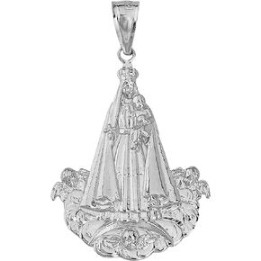 10K Gold Our Lady of Charity Nuestra Senora de la Caridad del Cobre Virgin Mary Charm Pendant - Choice of Gold Color