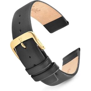 Speidel Genuine Leather Watch Band Black and Brown Men's Classic Calf Skin Replacement Strap,12mm, Through 20mm Stainless Steel Metal Buckle, Watchband