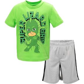 طقم تي شيرت وسروال شبكي من PJ Masks Gekko Owlette Catboy للأطفال الصغار وحتى الأطفال الصغار in Kuwait