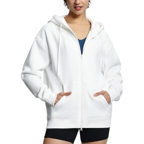 THE GYM PEOPLE Womens Oversized Fleece Hoodies Full-Zip Workout Lounge Hooded Coats Fall Tops with Pockets Drawstring