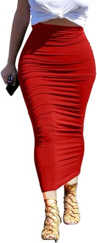 YMDUCH Women's Sexy Bodycon High Waist Stretchy Solid Work Pencil Skirts Dress in Kuwait