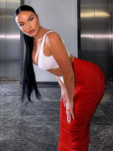 YMDUCH Women's Sexy Bodycon High Waist Stretchy Solid Work Pencil Skirts Dress in Kuwait