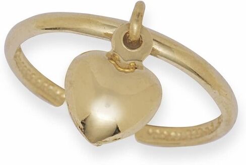 JewelryWeb - Solid 14k Yellow Gold Dangling Heart Toe Ring - Adjustable toe ring for woman - Foot Jewelry - Non Tarnish and Hypoallergenic in Saudi Arabia