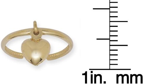 JewelryWeb - Solid 14k Yellow Gold Dangling Heart Toe Ring - Adjustable toe ring for woman - Foot Jewelry - Non Tarnish and Hypoallergenic in Saudi Arabia