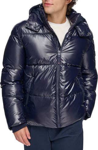 Tommy Hilfiger Men's Shiny Quilted Puffer with Patch Logo in Saudi Arabia