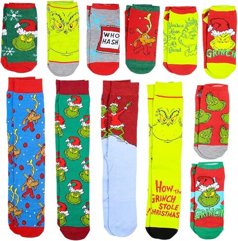 Bioworld The Grinch Merry Grinchmas 12 Grinchy Days Of Socks Mix and Match Gift Box Set in Saudi Arabia