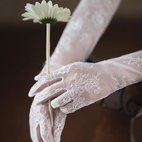 قفازات دانتيل للعرائس من امبري اديلي - قفازات بيضاء انيقة 24 × 5 انش للملابس الرسمية للنساء، ابيض، مقاس واحد, أبيض, مقاس واحد in Kuwait