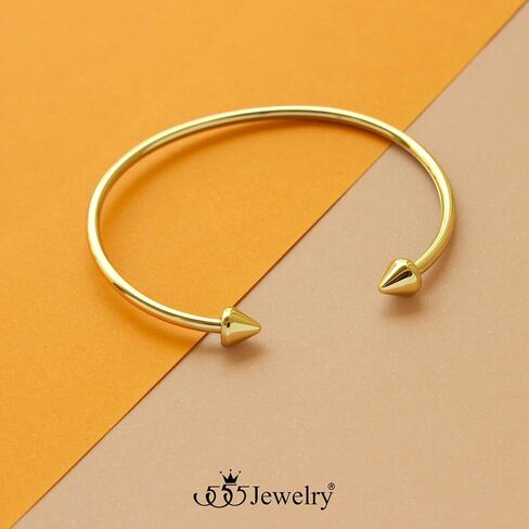 555Jewelry Stainless Steel Open Cuff Bangle Spike Bracelet for Women & Girls in Saudi Arabia