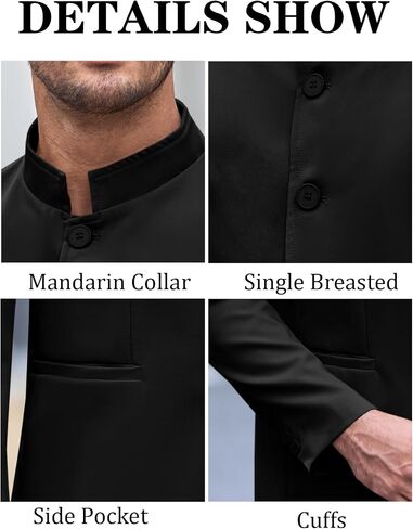 Runcati Mens Casual Suit Blazer Jacket Mandarin Collar Single Breasted Sport Coat Business Dress Coat in Saudi Arabia