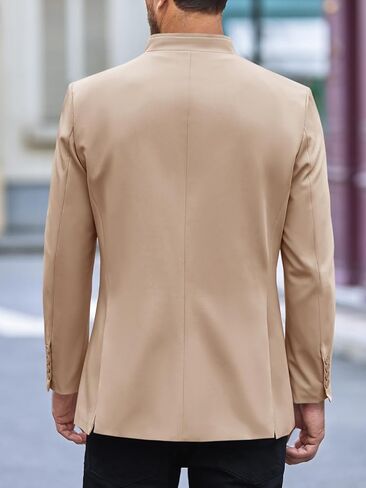 Runcati Mens Casual Suit Blazer Jacket Mandarin Collar Single Breasted Sport Coat Business Dress Coat in Saudi Arabia