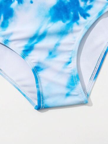 OYOANGLE Girl's 3 Piece Swimsuit Set Tie Dye Spaghetti Strap Bikini Swimsuit with Drawstring Beach Skirt in Saudi Arabia
