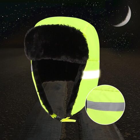 Warm Safety Reflective Trapper Trooper Hat Ushanka Russian Trooper Earflaps Hat Winter Windproof Snow Ski Hat Chin Strap in Saudi Arabia