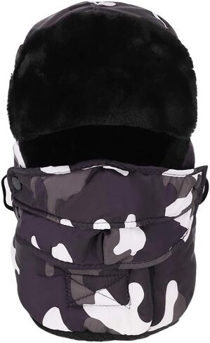 Winter 3 in 1 Trapper Outdoor Hat Thermal Fur Fleece Lined Trooper Trapper Hat Ski Cap with Earflap Face Mask Warmer Cover in Saudi Arabia