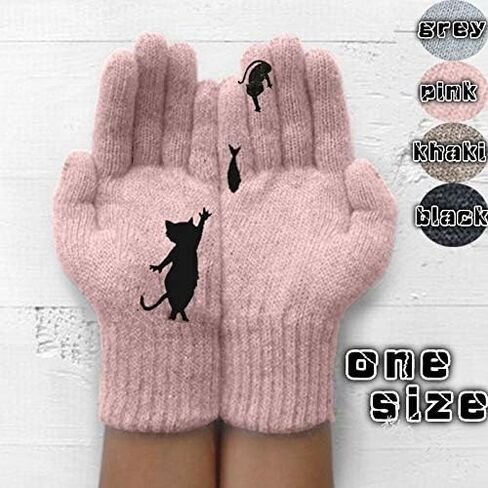 YOECO Cat Fan Cotton Gloves,Cat And Bird Print Gloves,Women Warm Gloves For Cold Weather in Kuwait