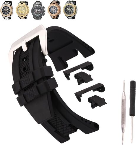 MMBAY المطاط 33mm ووتش العصابات استبدال صالح لInvicta Subaqua Noma V 2883 12884 12888 15926 15927 سيليكون حزام Wirstband للرجال والنساء سوار مقاوم للماء مع مشبك الفضة الفولاذ المقاوم للصدأ in Kuwait
