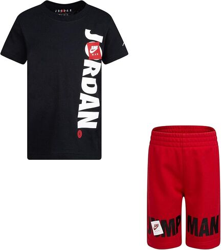 Jordan Boy's Jumpman Tee & Shorts Set (Toddler/Little Kids/Big Kids) Gym Red 7 Big Kids in Saudi Arabia