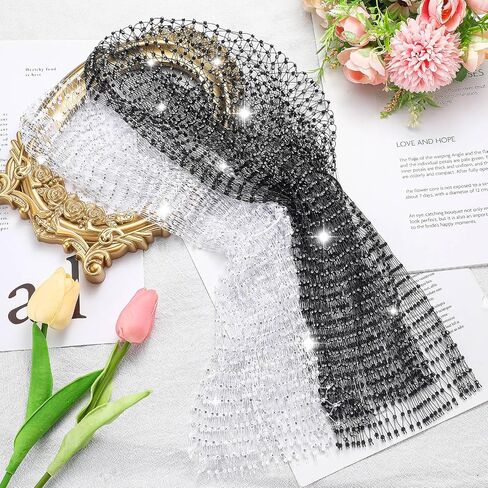 Yuxung 2 Pcs Rhinestone Mesh Headband Head Scarfs Stretchy Sparkly Wide Head Scarfs Diamond Headpiece Rhinestone Durag Crystal Nightclub Headwrap for Women Girls Rave Hair Accessories, 2 Colors in Saudi Arabia