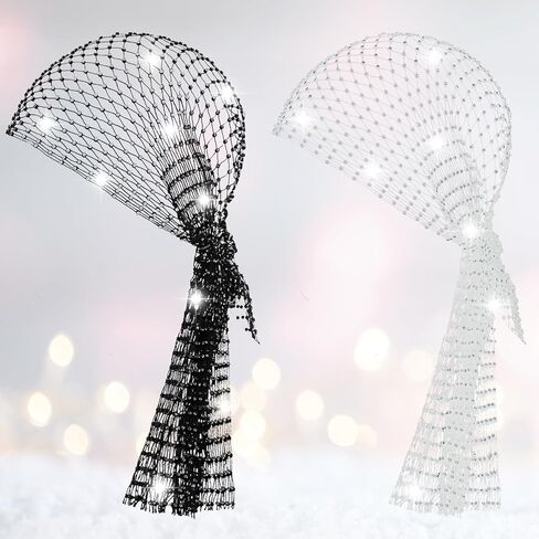 Yuxung 2 Pcs Rhinestone Mesh Headband Head Scarfs Stretchy Sparkly Wide Head Scarfs Diamond Headpiece Rhinestone Durag Crystal Nightclub Headwrap for Women Girls Rave Hair Accessories, 2 Colors in Saudi Arabia