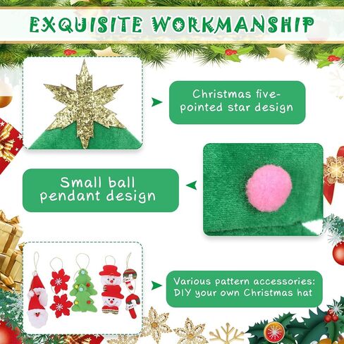 2 Pieces LED Christmas Tree Hat and 10 Pcs Christmas Tree Felt Ornament Funny Light up Christmas Hat Novelty Christmas Party Hat Holiday Novelty Santa Hat for Kids Adults Winter Festive Party Costume in Saudi Arabia