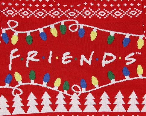 Friends TV Series Men's Logo and Holiday Lights Ugly Christmas Adult Pullover Sweater in Saudi Arabia