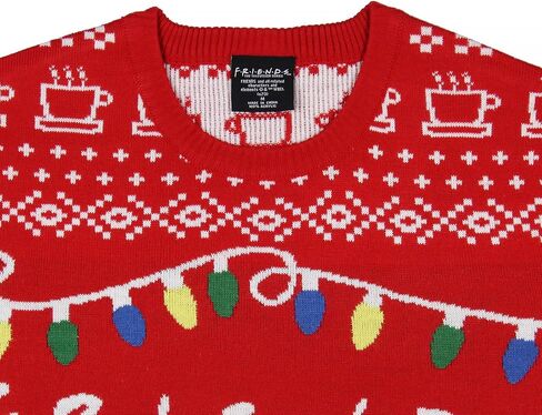 Friends TV Series Men's Logo and Holiday Lights Ugly Christmas Adult Pullover Sweater in Saudi Arabia