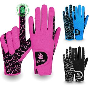 ECLOUR Kids Horse Riding Gloves with Non-Slip Grip and Finger Touch Design for Multi Sports Activities Like Cycling, Fishing, Running, Gardening for Boys and Girls in Saudi Arabia