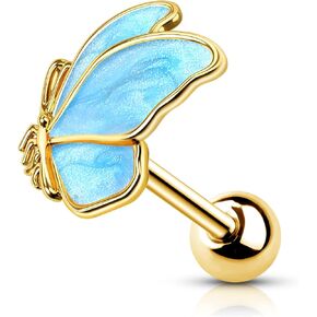 Jewseen 16g Cartilage Earring Gold Tragus Piercing Jewelry Surgical Steel Butterfly Helix Earrings for Women Body Piercing Jewelry
