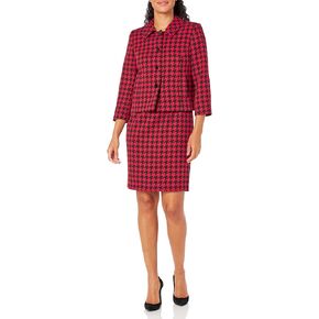 NIPON BOUTIQUE Women's 3 Button Peter Pan Collar Houndstooth Jacket/Sheath Dress Suit in Kuwait