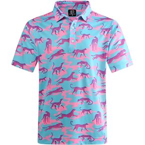 Mens Golf Shirt Moisture Wicking Dry Fit Mens Polo Shirts Dry Fit Performance Men's Golf Shirts Regular Fit Fashion Print