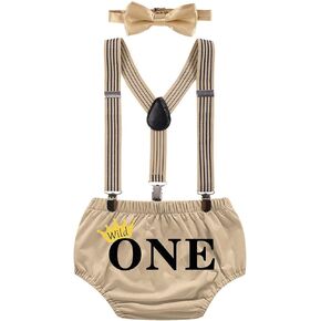 IZKIZF Wild One Outfit Boy 1st عيد ميلاد كعكة سحق الصور تبادل لاطلاق النار وتتسابق مخطط السهام المطبوعة البنطلونات الحمالات ربطة العنق