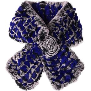 Valpeak Real Fur Scarves Women Winter Fur Neck Warmer Scarf Cold Weather Rabbit Knitted Fuzzy Fluffy
