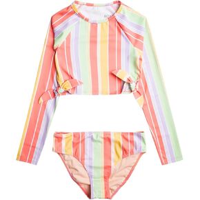 Roxy Girls' Ocean Treasure Long Sleeve Crop Top Swimsuit Set in Saudi Arabia