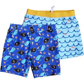 BONVERANO Boys Boardshorts UPF 50+ Sun Protection Swim Shorts with Sun Cap 2 Pack in Kuwait