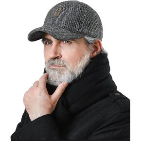 Croogo Wool Baseball Cap Ear Flaps Outdoor Trucker Dad Hat with Fold Earmuffs Warmer Driving Cap Unisex Winter Fitted Hats