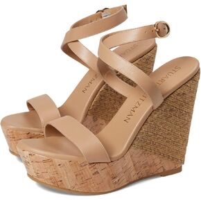 صندل نسائي من Stuart Weitzman 5050 بكعب عريض Adobe/طبيعي in Kuwait