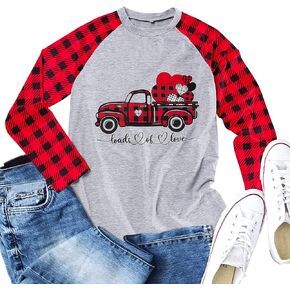 Christmas Shirts for Women Long Sleeve Xmas Tee Tops Christmas Pliad Sleeve Shirt