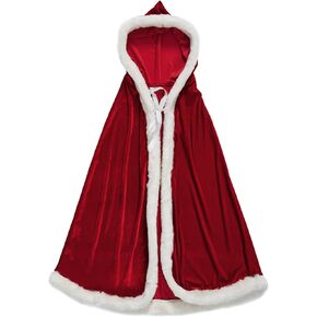 Christmas Santa Claus Costume Hooded Cape Gift Kid Men Women Xmas Cappa Cloak